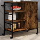 Kitchen trolley 87.5x38.5x84.5 cm engineered wood smoked oak colour