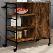 Keukentrolley 87,5x38,5x84,5 cm bewerkt hout gerookt eiken