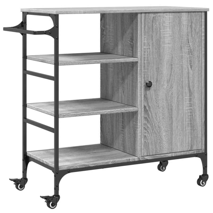 Keukentrolley 87,5X38,5X84,5 Cm Bewerkt Hout Grijs Sonoma Eiken