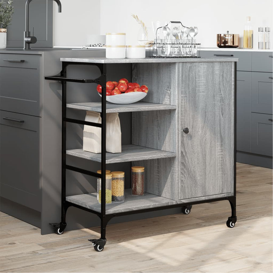 Keukentrolley 87,5X38,5X84,5 Cm Bewerkt Hout Grijs Sonoma Eiken