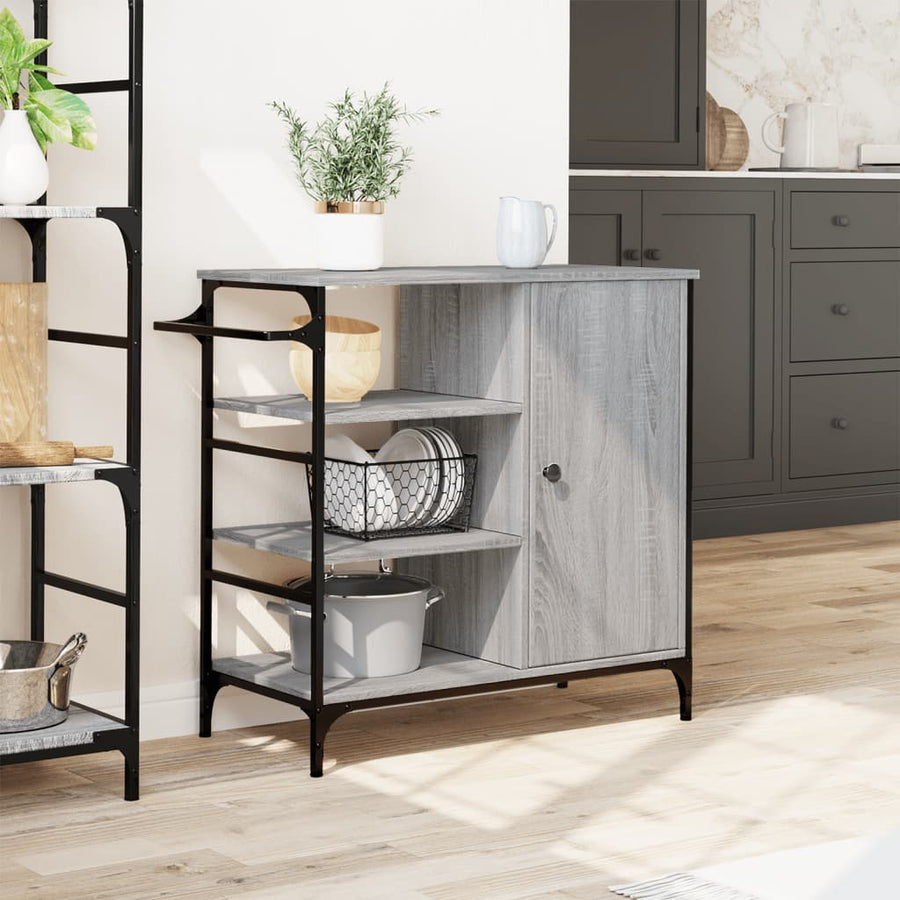 Keukentrolley 87,5X38,5X84,5 Cm Bewerkt Hout Grijs Sonoma Eiken