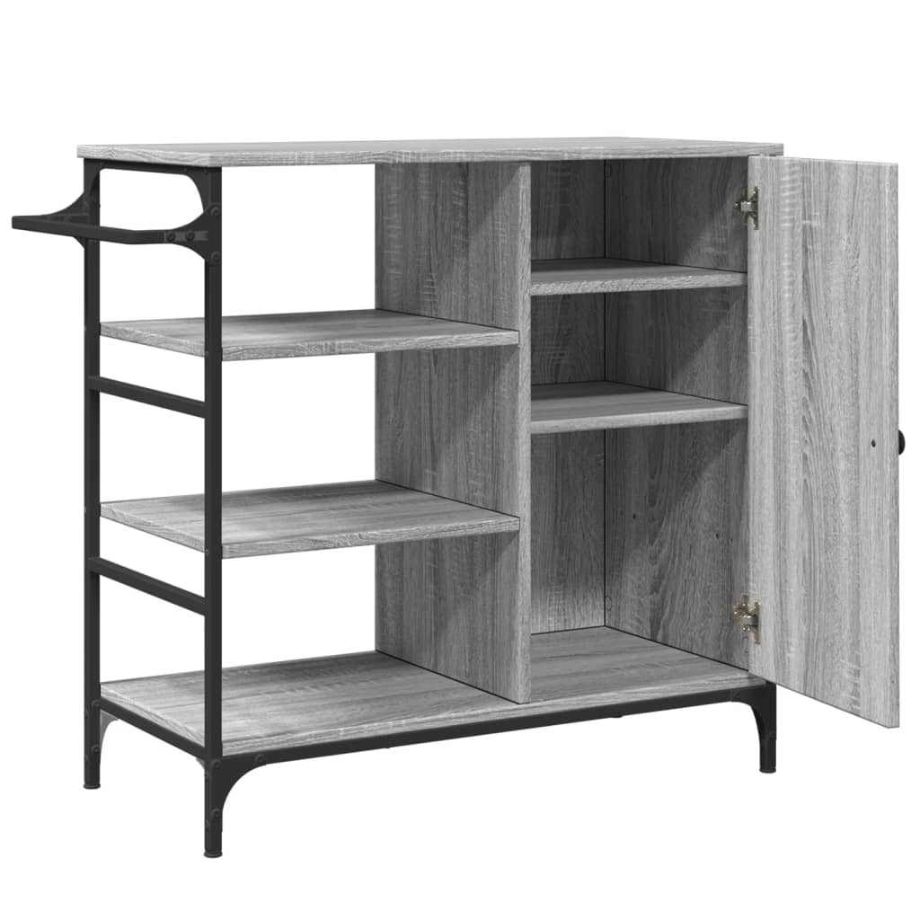 Keukentrolley 87,5X38,5X84,5 Cm Bewerkt Hout Grijs Sonoma Eiken