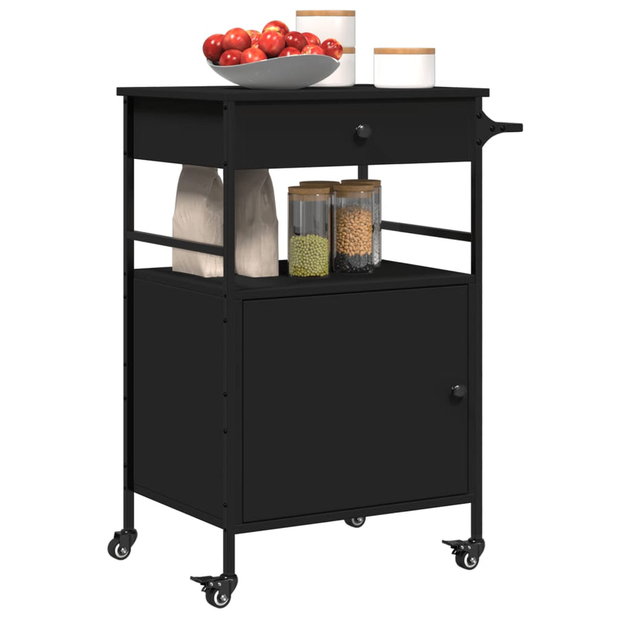 Keukentrolley 56X43X89,5 Cm Bewerkt Hout Zwart