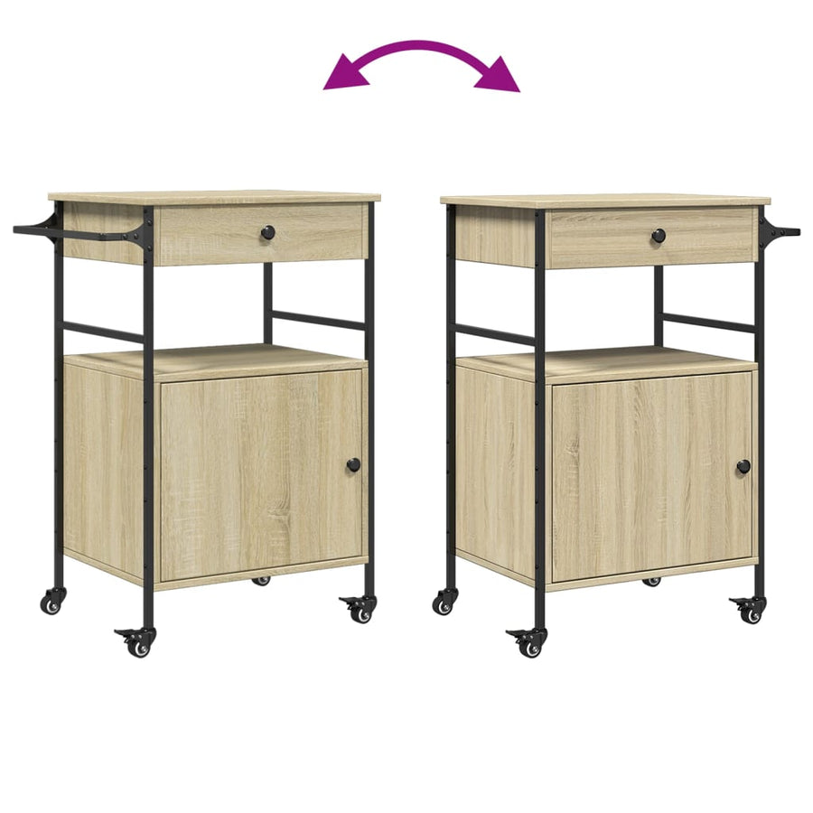 Keukentrolley 56X43X89,5 Cm Bewerkt Hout Sonoma Eikenkleurig