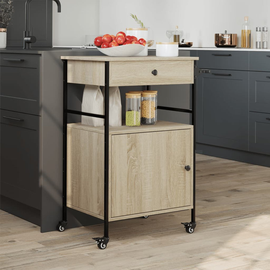 Keukentrolley 56X43X89,5 Cm Bewerkt Hout Sonoma Eikenkleurig