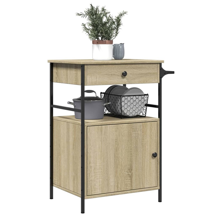 Keukentrolley 56X43X89,5 Cm Bewerkt Hout Sonoma Eikenkleurig