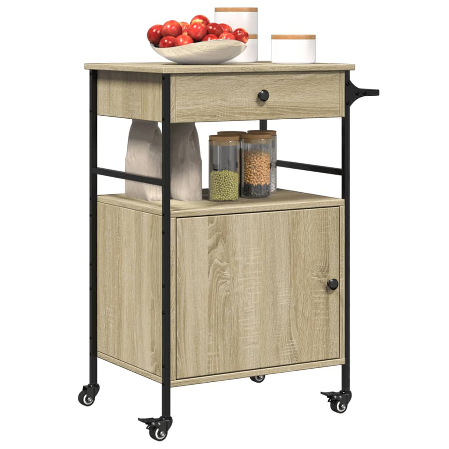 Keukentrolley 56X43X89,5 Cm Bewerkt Hout Sonoma Eikenkleurig