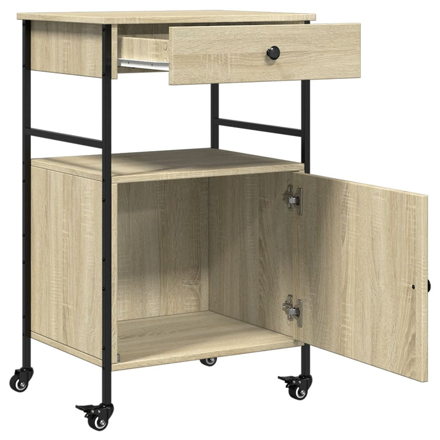 Keukentrolley 56X43X89,5 Cm Bewerkt Hout Sonoma Eikenkleurig
