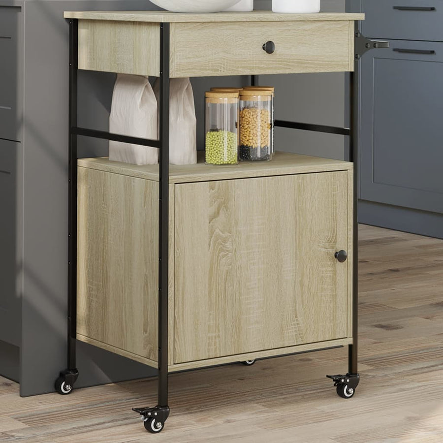 Keukentrolley 56X43X89,5 Cm Bewerkt Hout Sonoma Eikenkleurig