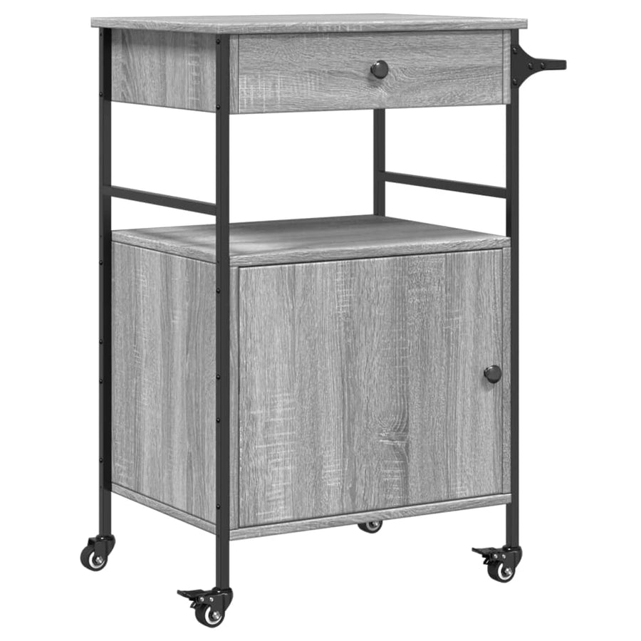 Keukentrolley 56X43X89,5 Cm Bewerkt Hout Grijs Sonoma Eiken