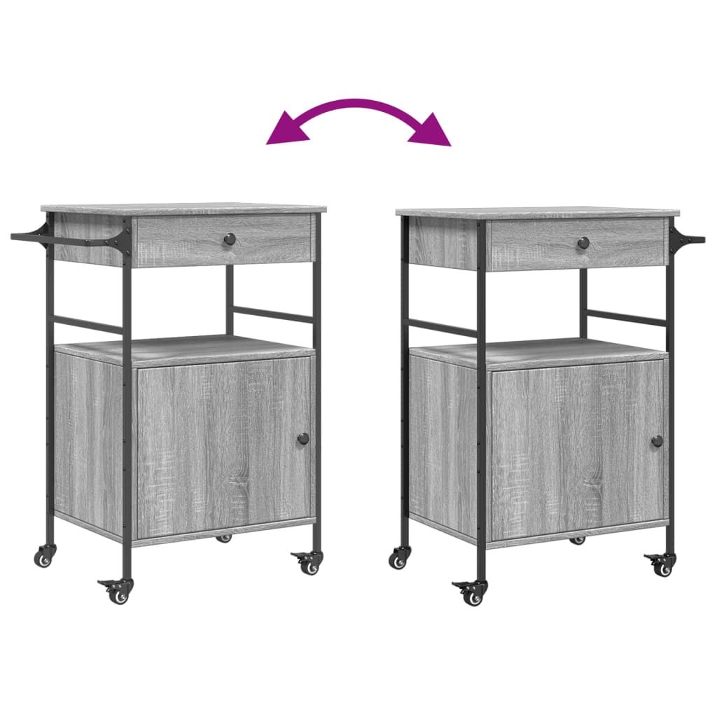 Keukentrolley 56X43X89,5 Cm Bewerkt Hout Grijs Sonoma Eiken