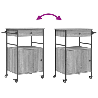 Keukentrolley 56X43X89,5 Cm Bewerkt Hout Grijs Sonoma Eiken