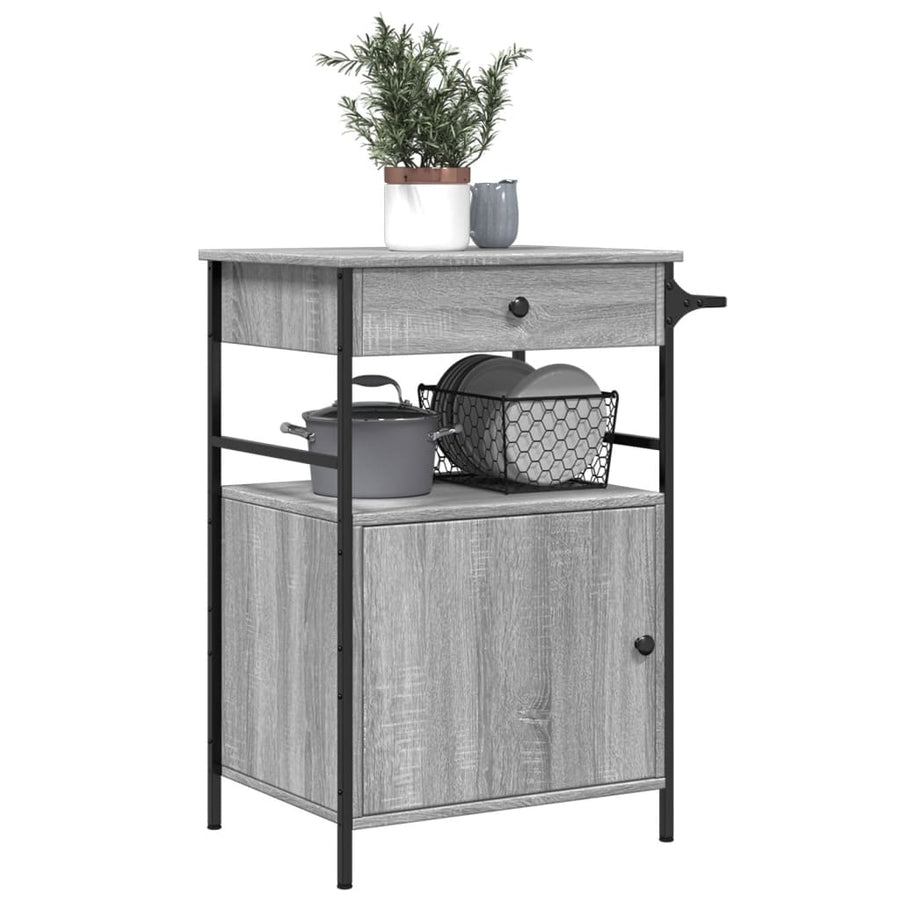Keukentrolley 56X43X89,5 Cm Bewerkt Hout Grijs Sonoma Eiken