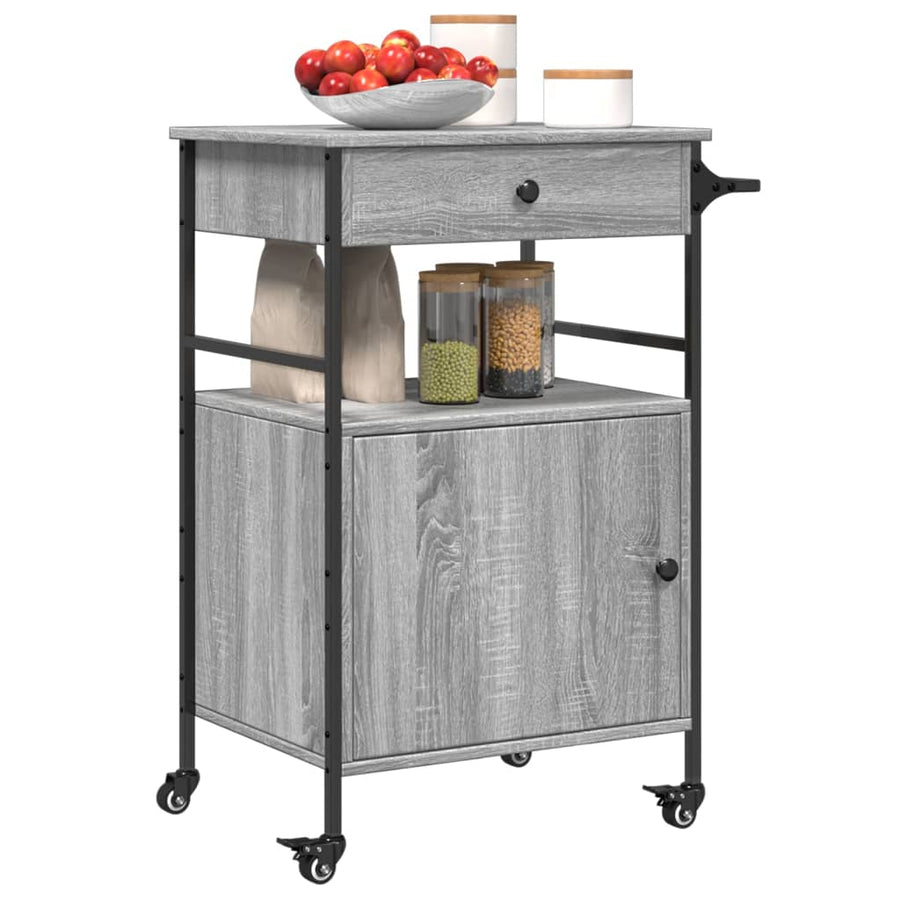 Keukentrolley 56X43X89,5 Cm Bewerkt Hout Grijs Sonoma Eiken