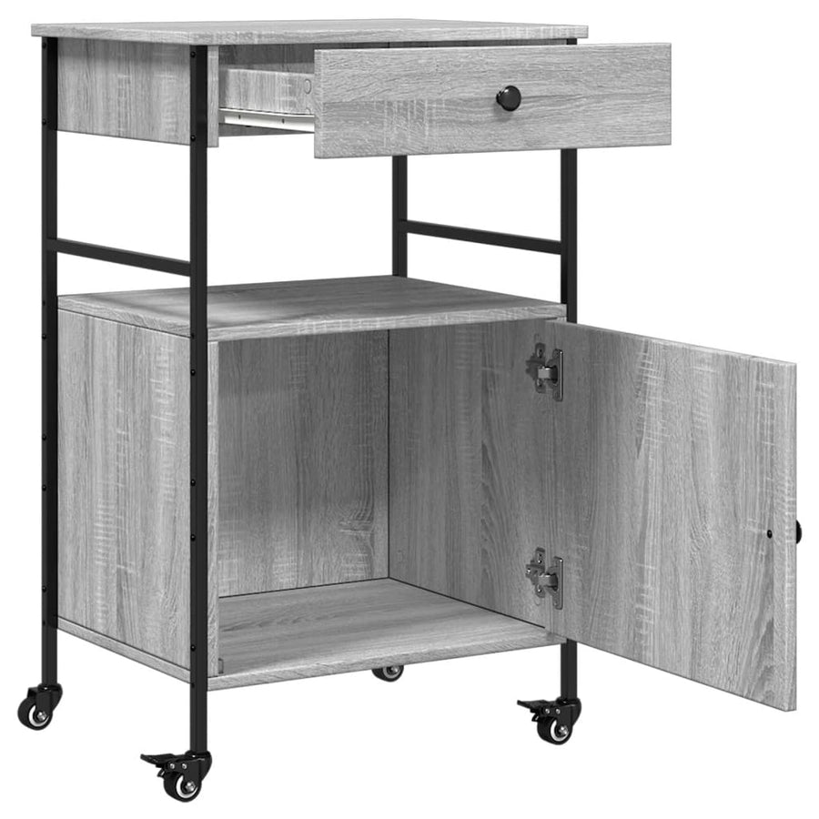 Keukentrolley 56X43X89,5 Cm Bewerkt Hout Grijs Sonoma Eiken