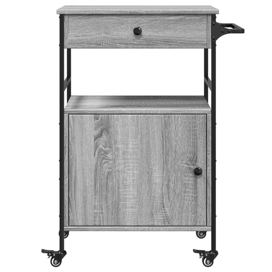 Keukentrolley 56X43X89,5 Cm Bewerkt Hout Grijs Sonoma Eiken