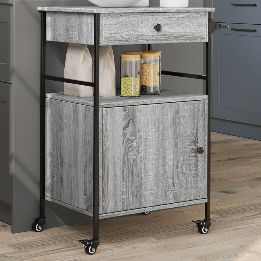 Keukentrolley 56X43X89,5 Cm Bewerkt Hout Grijs Sonoma Eiken