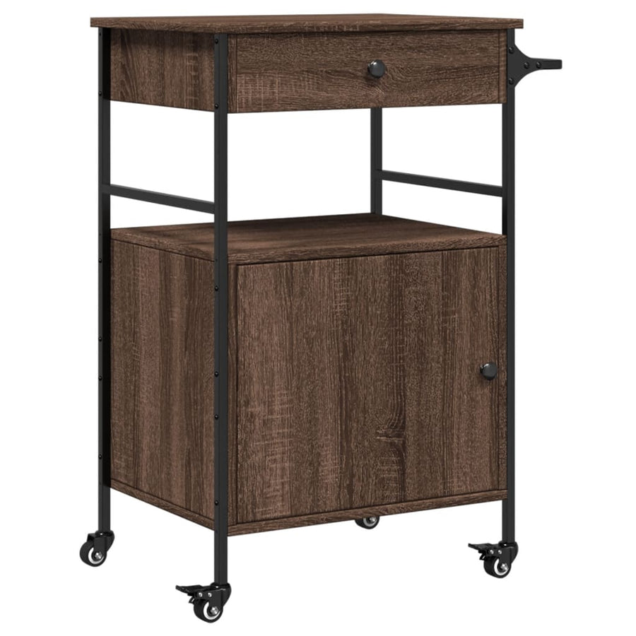 Keukentrolley 56X43X89,5 Cm Bewerkt Hout Bruin Eikenkleurig