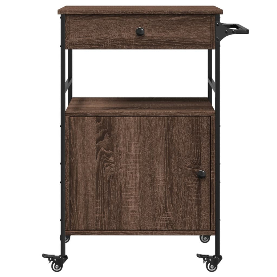 Keukentrolley 56X43X89,5 Cm Bewerkt Hout Bruin Eikenkleurig