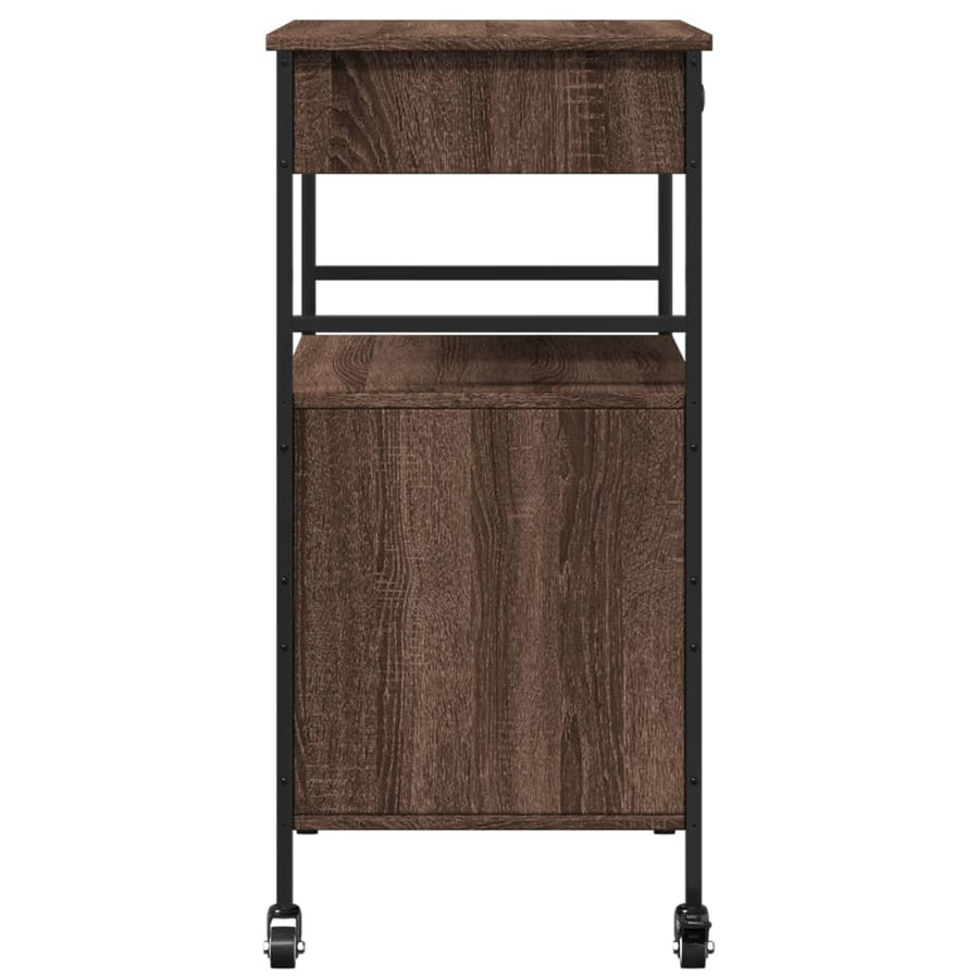 Keukentrolley 56X43X89,5 Cm Bewerkt Hout Bruin Eikenkleurig
