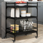 Kitchen Trolley 65x40x86.5 cm Engineered Wood Black