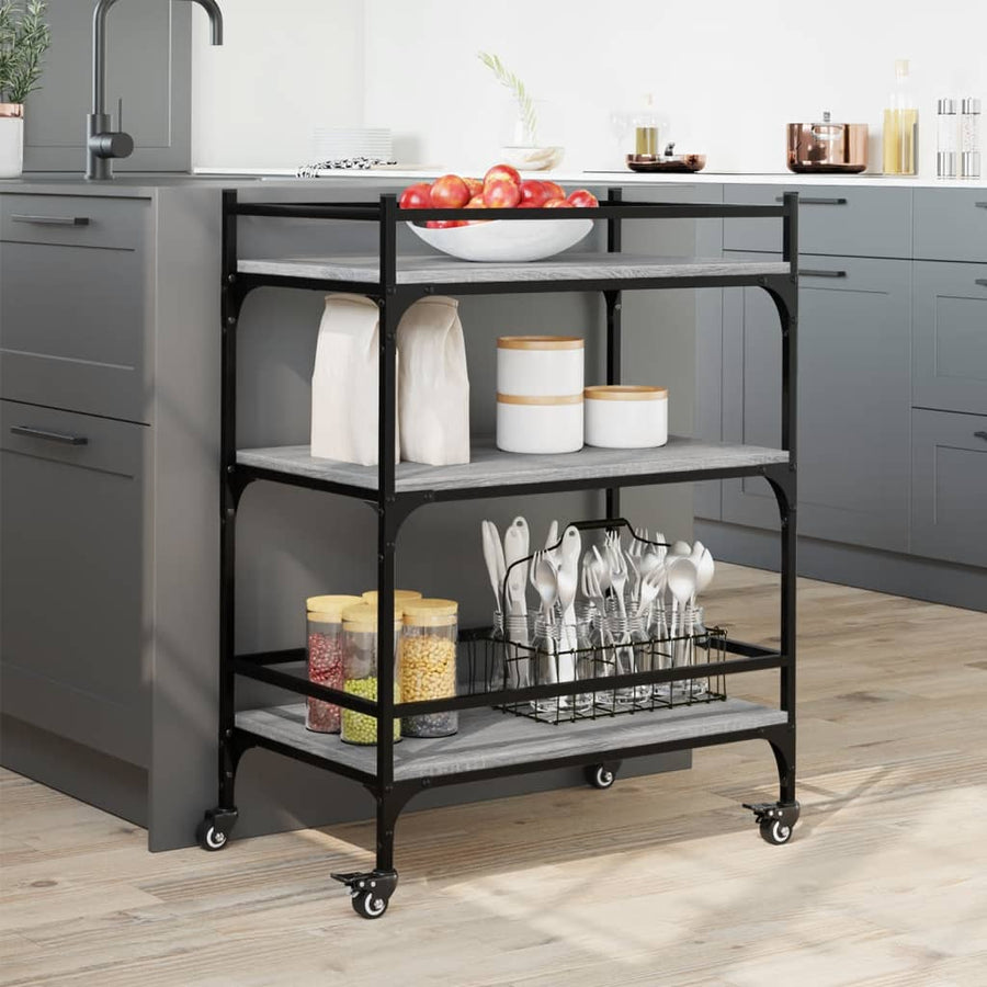 Keukentrolley 65x40x86,5 cm bewerkt hout grijs sonoma eiken