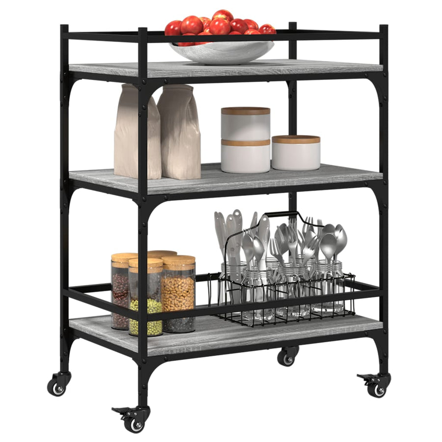 Keukentrolley 65x40x86,5 cm bewerkt hout grijs sonoma eiken