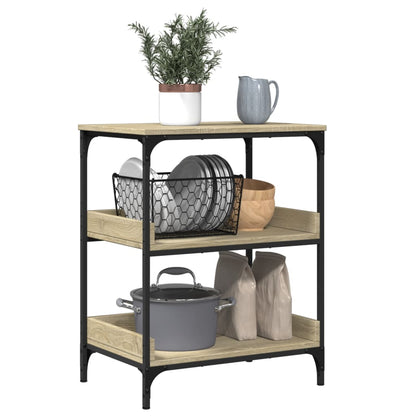 Keukentrolley 60X41X80,5 Cm Bewerkt Hout Sonoma Eikenkleurig Groen