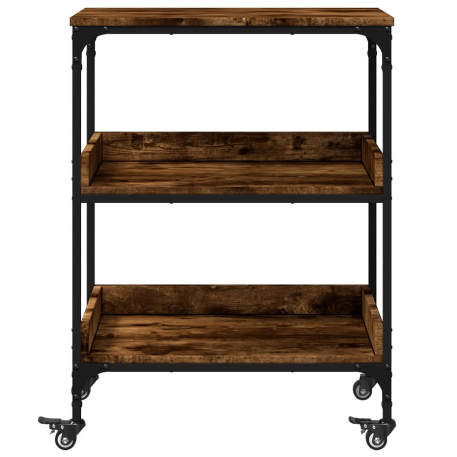 Keukentrolley 60X41X80,5 Cm Bewerkt Hout Kleurig Gerookt eiken