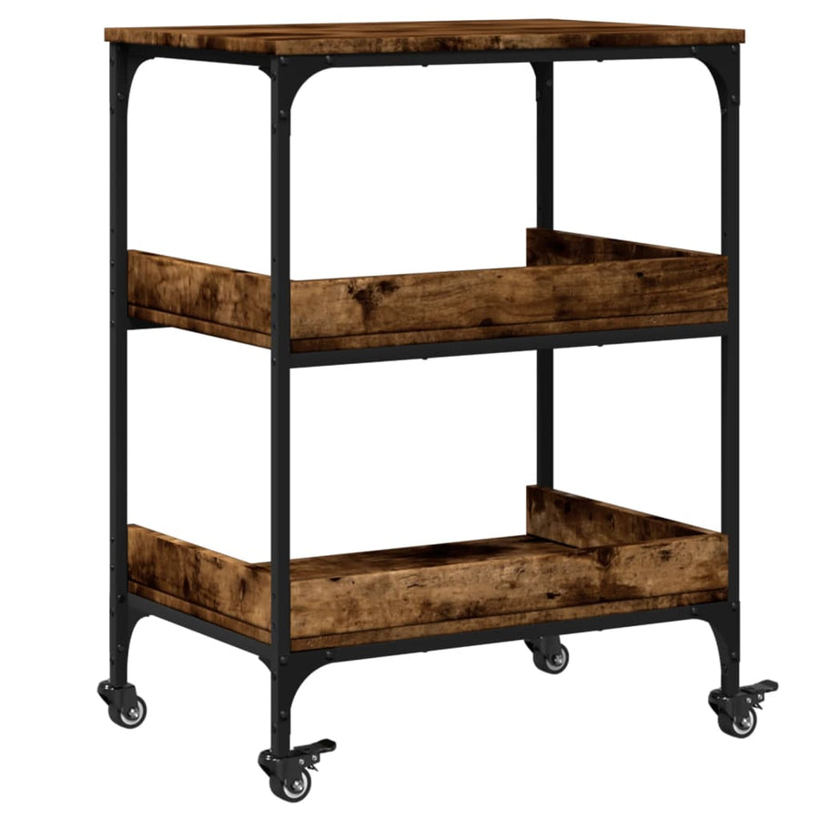 Keukentrolley 60X41X80,5 Cm Bewerkt Hout Kleurig Gerookt eiken