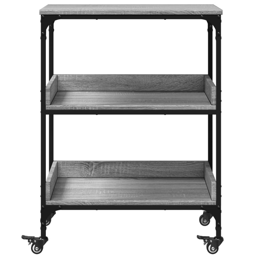 Keukentrolley 60X41X80,5 Cm Bewerkt Hout Grijs Sonoma Eiken