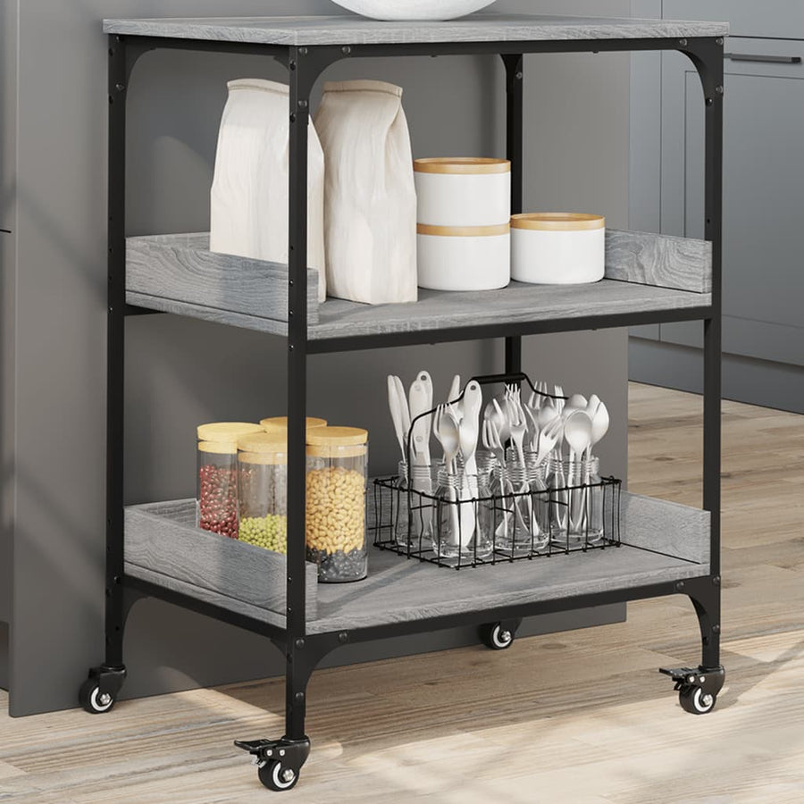 Keukentrolley 60X41X80,5 Cm Bewerkt Hout Grijs Sonoma Eiken