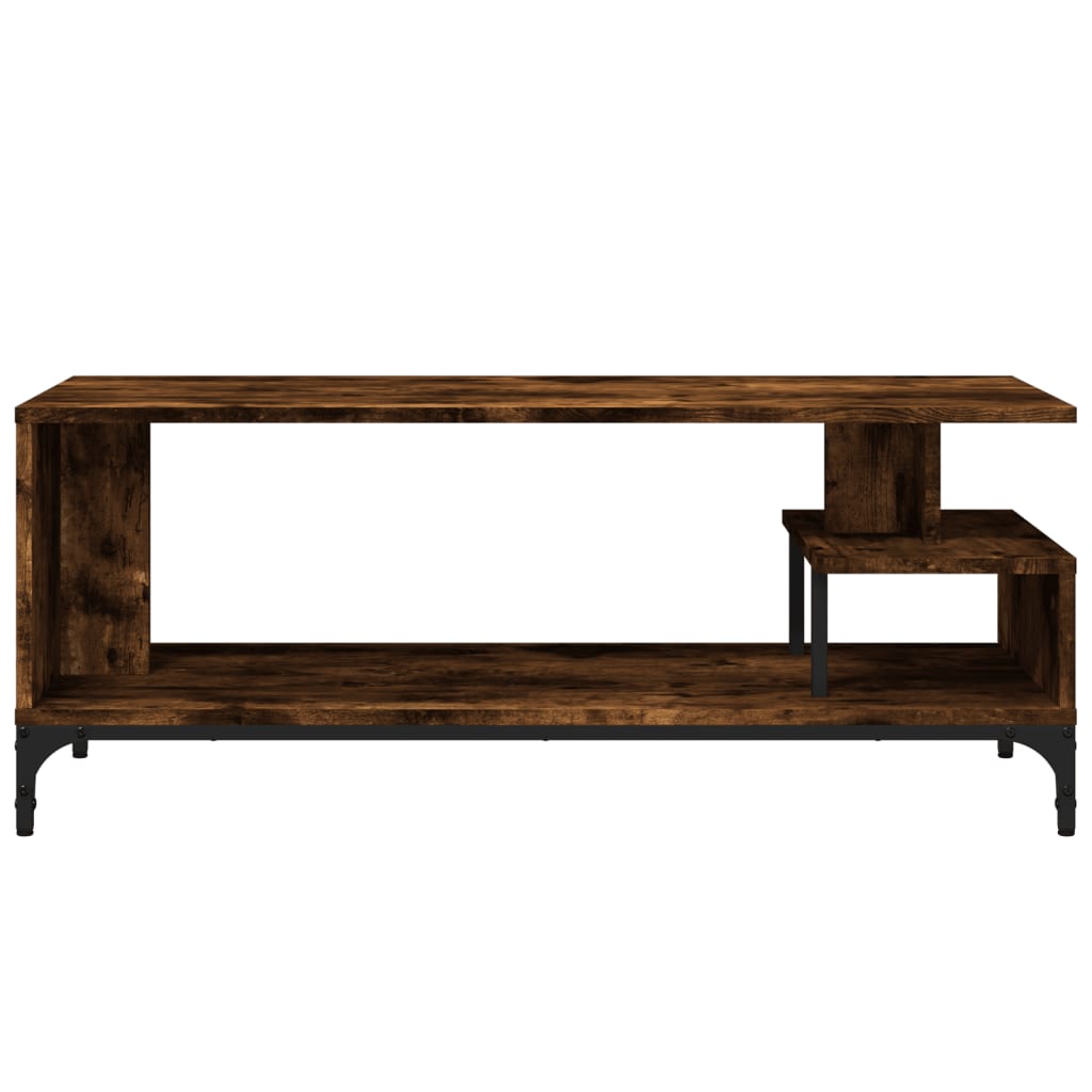 Tv-meubel 102x40x41 cm hout en gepoedercoat staal gerookt eiken Gerookt eiken