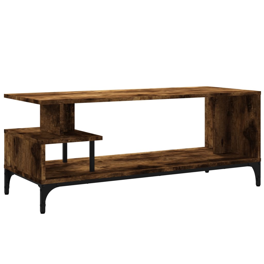 Tv-meubel 102x40x41 cm hout en gepoedercoat staal gerookt eiken Gerookt eiken