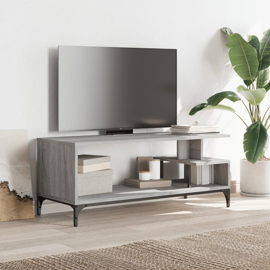 Tv-Meubel 02X40X4 Cm Hout En Gepoedercoat Staal Grijs sonoma