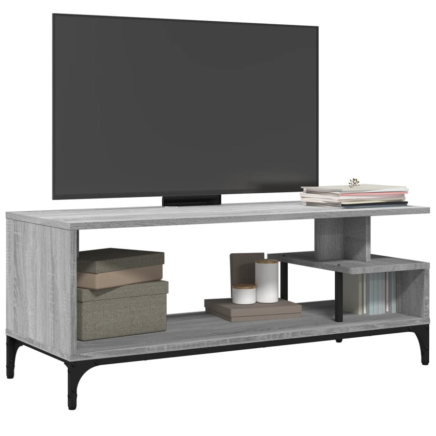 Tv-Meubel 02X40X4 Cm Hout En Gepoedercoat Staal Grijs sonoma