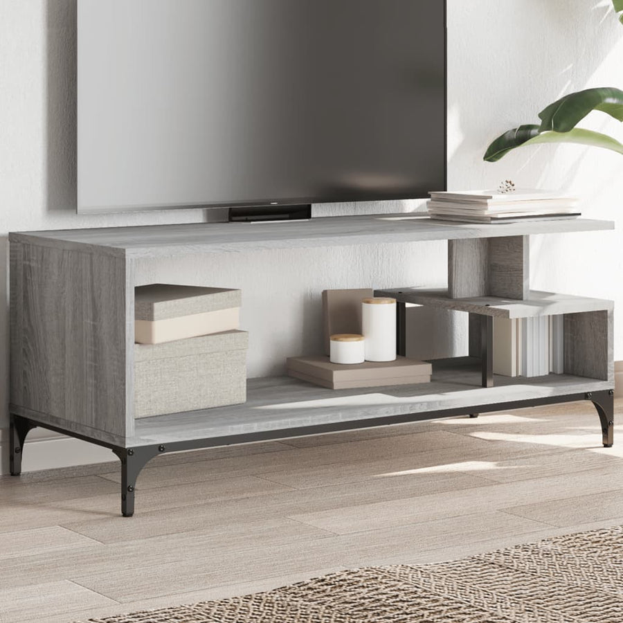 Tv-Meubel 02X40X4 Cm Hout En Gepoedercoat Staal Grijs sonoma