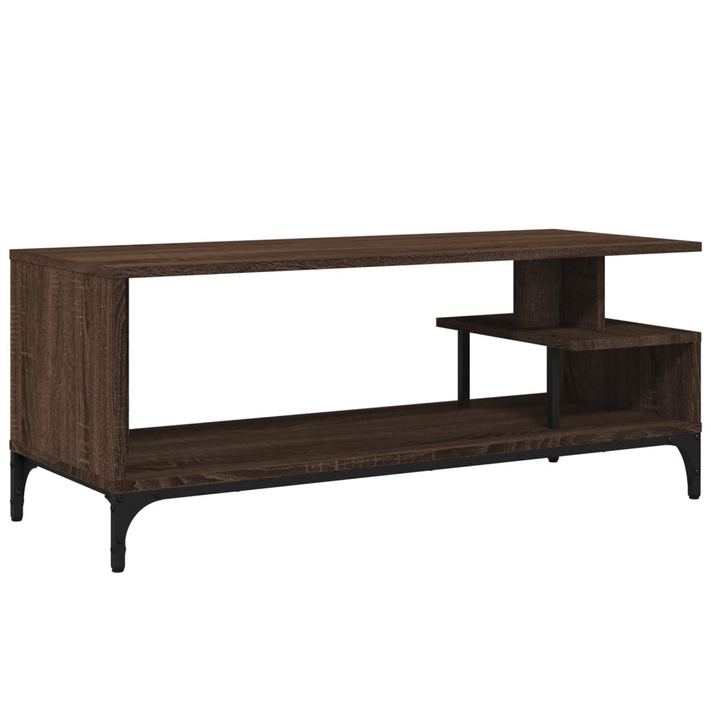 Tv-meubel 102x40x41 cm hout en gepoedercoat staal bruineiken bruin eikenkleur