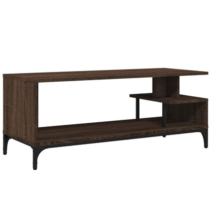Tv-meubel 102x40x41 cm hout en gepoedercoat staal bruineiken bruin eikenkleur