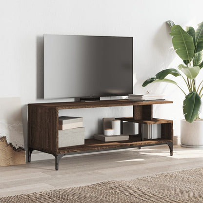 Tv-meubel 102x40x41 cm hout en gepoedercoat staal bruineiken bruin eikenkleur