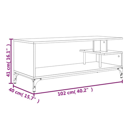 Tv-meubel 102x40x41 cm hout en gepoedercoat staal bruineiken bruin eikenkleur