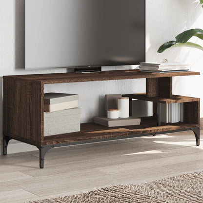 Tv-meubel 102x40x41 cm hout en gepoedercoat staal bruineiken bruin eikenkleur