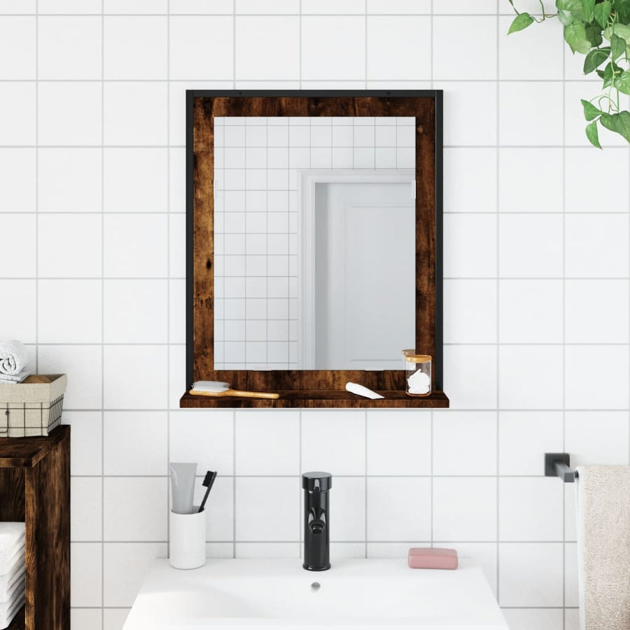 Badkamerspiegel Met Schap 50X12X60 Cm Hout Gerookt Eiken
