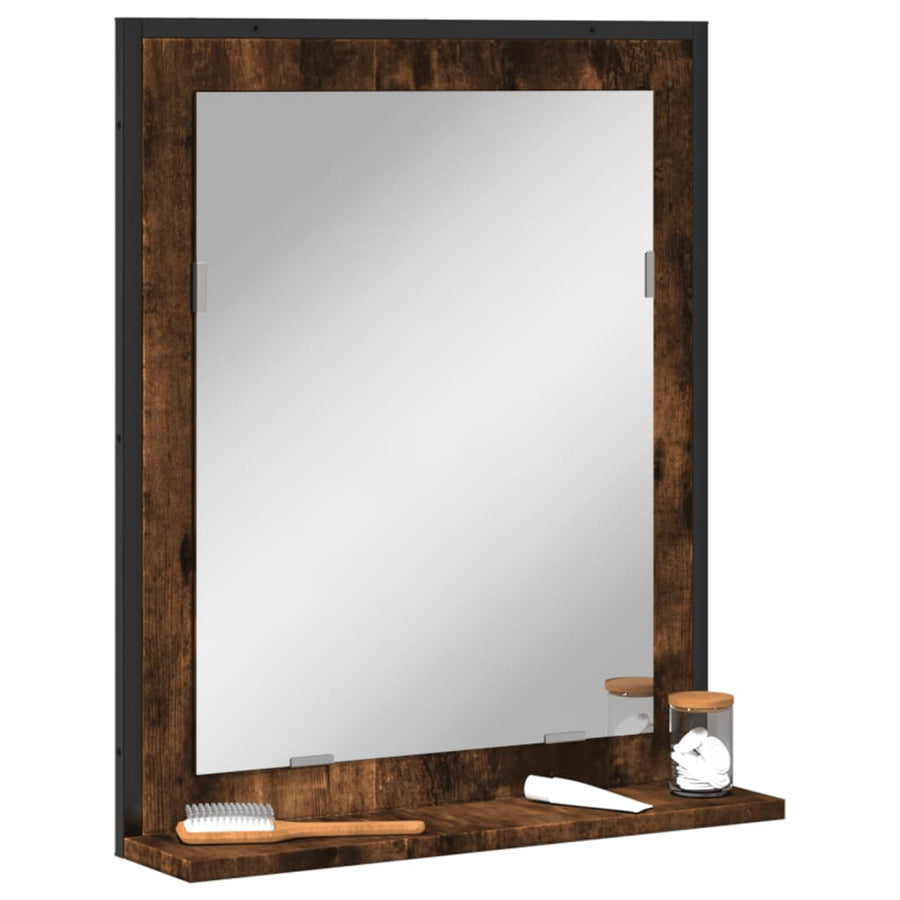 Badkamerspiegel Met Schap 50X12X60 Cm Hout Gerookt Eiken