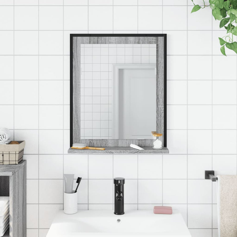 Badkamerspiegel Met Schap 50X12X60 Cm Hout Grijs Sonoma Eiken