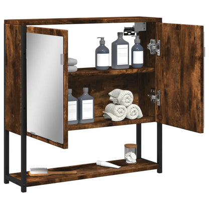 Badkamerspiegelkast 60X16X60 Cm Bewerkt Hout Gerookt Eikenkleur