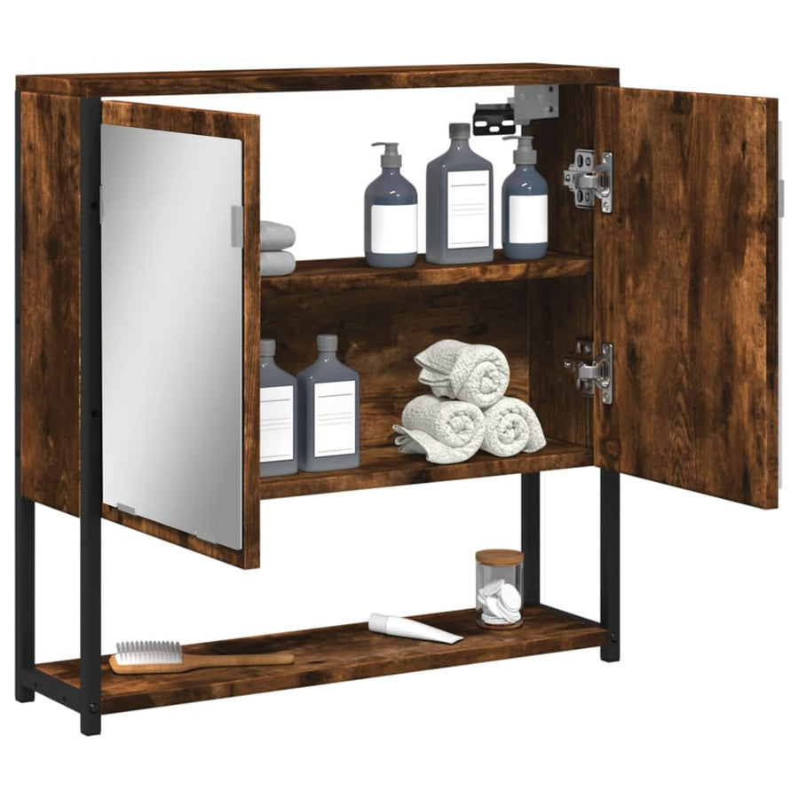 Badkamerspiegelkast 60X16X60 Cm Bewerkt Hout Gerookt Eikenkleur