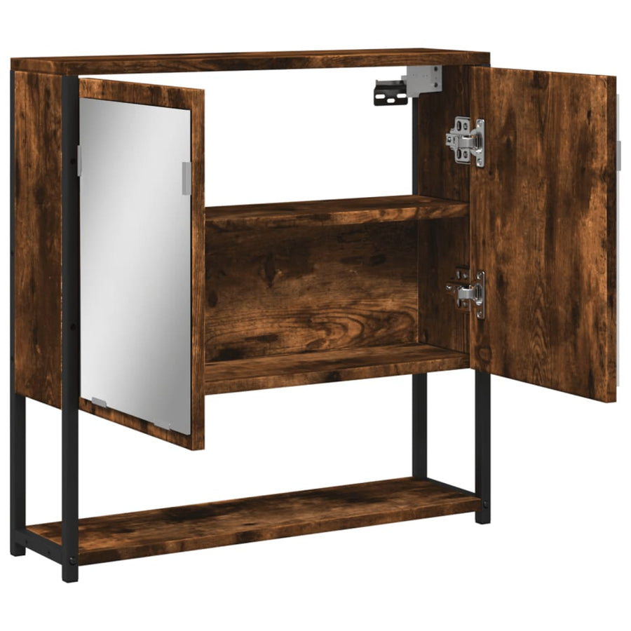 Badkamerspiegelkast 60X16X60 Cm Bewerkt Hout Gerookt Eikenkleur