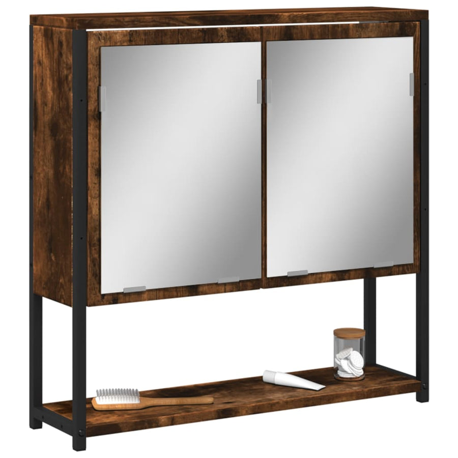 Badkamerspiegelkast 60X16X60 Cm Bewerkt Hout Gerookt Eikenkleur