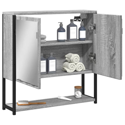 Badkamerspiegelkast 60X16X60 Cm Bewerkt Hout Grijs Sonoma Eiken